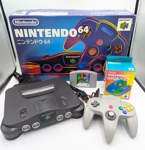Nintendo 64 Black Console Boxed Controller GB Pack & Pokemon Stadium NTSC-J - Picture 1 of 14