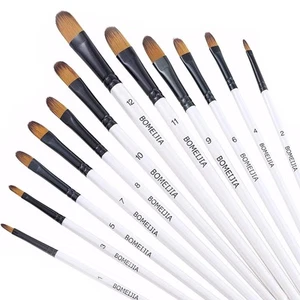 Filbert Paint Brushes Set, 12 PCS Artist Brush for Acrylic Oil Watercolor Gou... - Picture 1 of 7