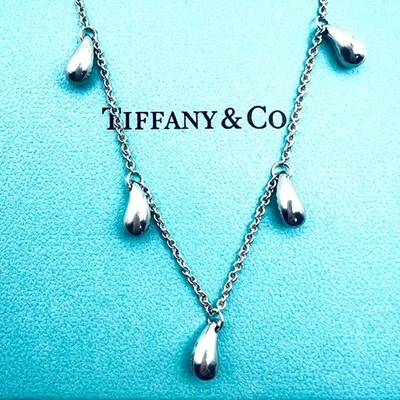 Tiffany & Co. 5 ciondolo a goccia 16" argento sterling 925 collana pendente... - Immagine 1 di 4