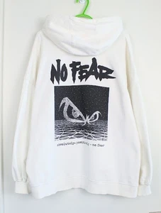 No Fear x H&M Graphic Hoodie Men's XL White Oversized Sweatshirt Skater - Picture 1 of 11