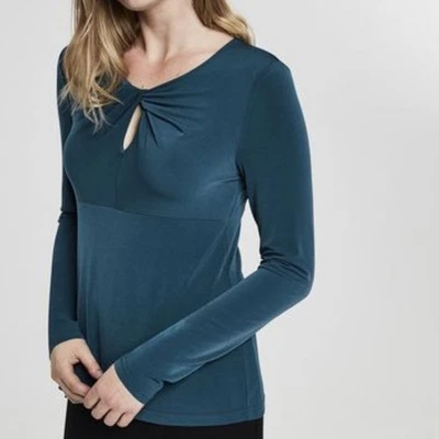 Top largo alto Sally verde azulado cuello torcido nuevo con etiquetas talla XS Foto 1 de 4