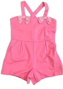 Janie and Jack Girls' Romper Pink Bow Detail Size 3 - Picture 1 of 5