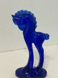 Cobalt Blue Glass Mosser Trojan Horse 5.5 inch  Pony Figurine Figure - Picture 1 of 16