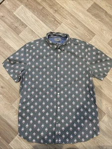 Men’s Marks And Spencer Grey Geometric Print Pure Cotton Shirt Size L - Picture 1 of 6