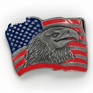 American Bald Eagle EE. UU. Bandera Cinturón Hebilla Patriota Patriótico PH11144 De Colección Años 70 NUEVO - Imagen 1 de 3