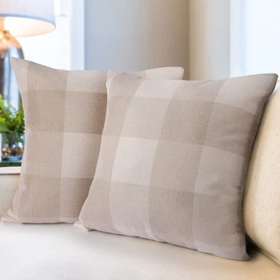 Paquete de 2 fundas de almohada a cuadros Buffalo para decoración de granja - interior/exterior  Foto 1 de 4