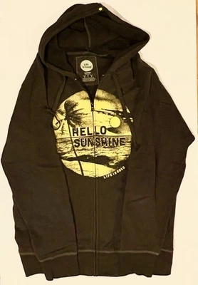 Sudadera con Capucha Life Is Good Cremallera Completa Para Mujer Grande Negra Hello Sunshine Amarilla Gráfica Nueva con Etiquetas Foto 1 de 4