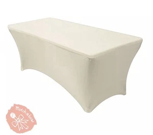 2pcs Spandex 8ft Stretch Fitted Tablecloth Table Cover Wedding Event Yellow - Picture 1 of 8