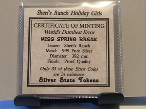 Silver State, Strike,Token,,Sheri’s Ranch,Holiday Girls, Error, Only 33 Minted!! - Picture 1 of 4
