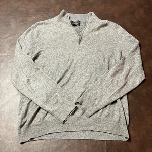 Nordstrom Men’s Shop Medium Gray Cotton Cashmere 1/4 Zip Lightweight Sweater - Picture 1 of 6