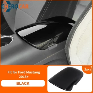 Black Center Armrest Storage Lid Box Pad Covers For Ford Mustang 2015+ Interior - Picture 1 of 15