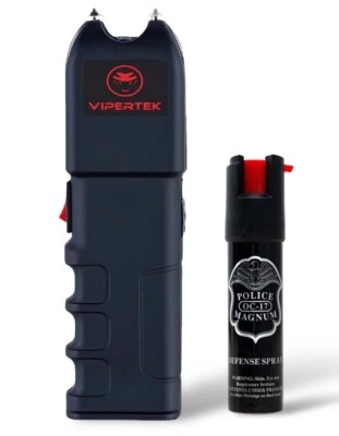 VIPERTK Genuine VIPERTEK Stun Gun Rechargeable 700 BV Bright LED Light w/ Pepper Spray