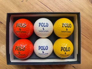 POLO Ralph Lauren Colored GOLF BALLS Set (6) Plastic Orange Yellow White 90 Comp - Picture 1 of 6