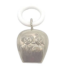 Sonajero infantil Lutz & Weiss plata / anillo de mordida Max & Moritz de los años 50/60 - Imagen 1 de 3