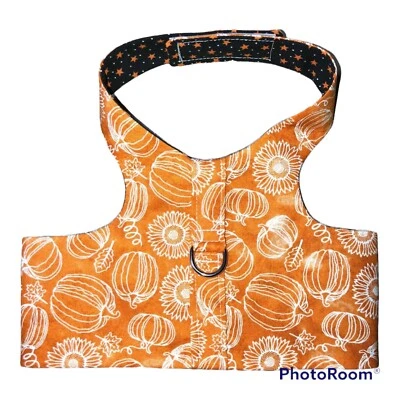 Chaleco Arnés Perro Hecho a Mano Naranja Blanco Calabaza Otoño L 2474 Foto 1 de 2