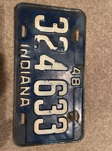 NICE 1948 Indiana License Plate Tag 324 633 - Picture 1 of 2
