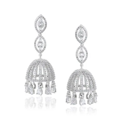High Quality Zirconia Jhumka Perfect for Wedding Party in Brass with Shining - Image 1 of 4