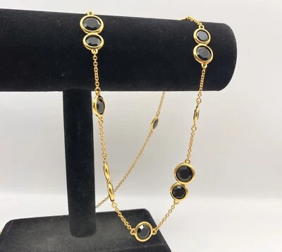 Ожерелье конфетти Kate Spade цепочка черный кристалл открытый ободок ювелирные изделия золотистого цвета - Изображение 1 из 4