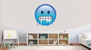 Freezing Cold Face Self Adhesive Emoji Emoti Round Circle Wall Decal Sticker - Picture 1 of 1