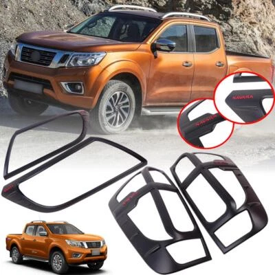 Juego de molduras de cubierta de luz trasera de lámpara de cabeza negra para Nissan Navara NP300 D23 2014-2019 Foto 1 de 4