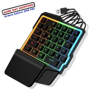 Single Hand Gaming Keyboard USB Wired Mini Keybord RGB Backlit PC Gaming Keypad - Picture 1 of 1