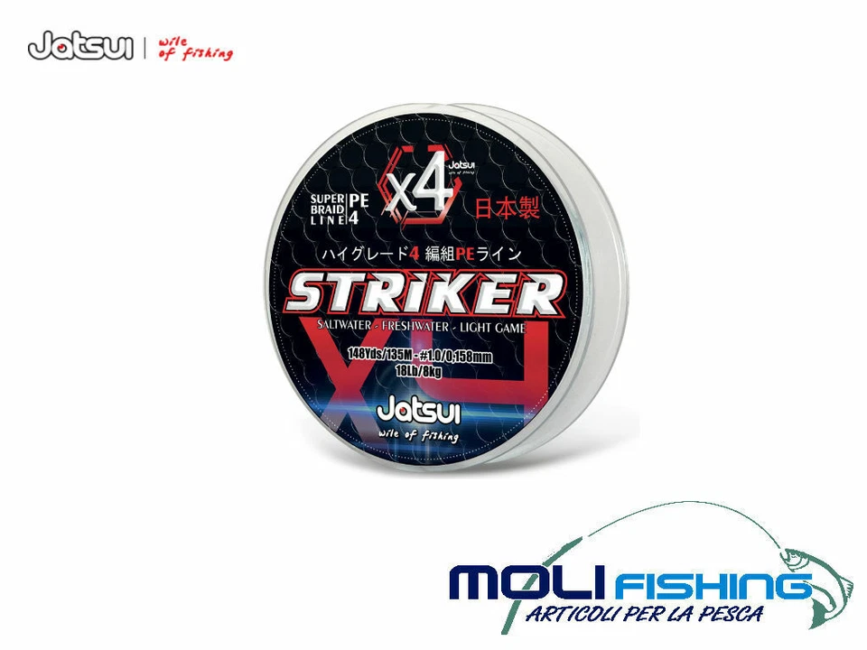 MULTIFIBRA TRECCIATO JATSUI STRIKER X4 GRAY 4 CAPI - 150 M PESCA SPINNING EGING  - Immagine 1 di 1