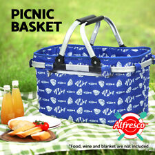 Alfresco Picnic Basket Folding Bag Fruit Hamper Camping Hiking Food Insulated
