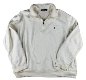 Vintage Polo Ralph Lauren 1/4 Zip Cream Pullover Sweater Men's 2XL Made in USA - Picture 1 of 5