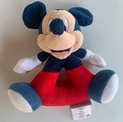 Juguete de peluche Disney Baby Mickey Mouse rojo azul blanco sonajero Foto 1 de 3