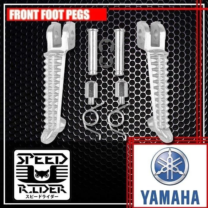 FRONT SILVER FOOT PEGS ALUMINUM FOOTREST SET KIT YAMAHA YZF-R1 YZF-R6 R1 R6 NEW - Image 1 of 1