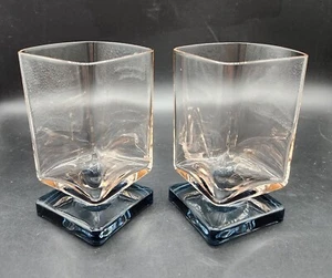 Disaronno Cocktail Glasses Very Light Pink Cup Dark Blue Base Barware Set Of 2 - Picture 1 of 5