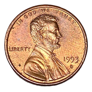 1993-D 1C, RD Lincoln Cent Close AM DDOR Dirty Roller Marks Rare USA Mint Coin - Picture 1 of 15