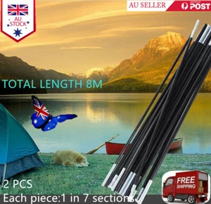2PCS 7MM Fiberglass 7Sections Tent Poles Flexible Camping Hiking Canopy Rod AU - Picture 1 of 12