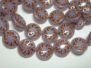  15 13mm Czech Glass Amethyst Purple Copper Sun Coin Beads - Picture 1 of 2