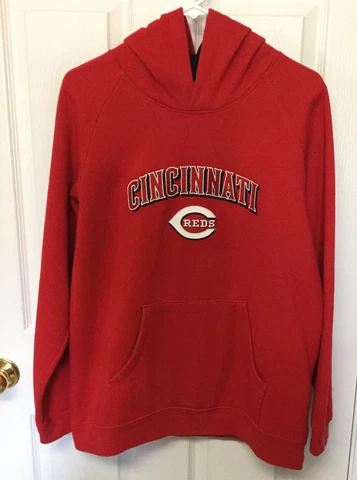 Cincinnati Reds Sweatshirt Hoodie, Sz. YOUTH 18/20 Genuine Merchandise EUC Cover