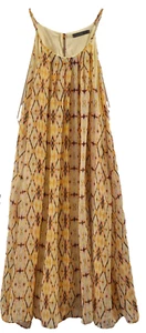 Vestido Soprano Amarillo Boho Forrado Gauzy Talla Grande - Imagen 1 de 7