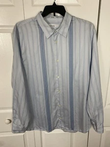 Men’s Shirt Calvin Klein XXL Blue Stripe Long Sleeve Classic Casual Workwear - Picture 1 of 7