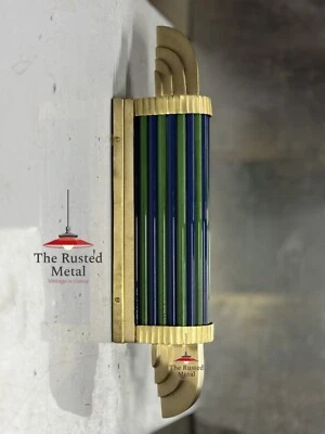 复古艺术装饰壁灯黄铜灯具带绿色和蓝色玻璃杆 — 第 1/4 张图片