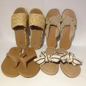 4 Pairs Sandals Resort Shoes LOT NEW 7.5 - 8 Womens Neutral Slides Thong Target - Picture 1 of 16
