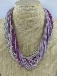 Rosa/Silber Glasperlen Mehrsträngige Halskette - Bild 1 von 8