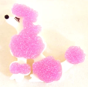 PIN BROCHE ACRÍLICO EN CAPAS 1 7/8" NUEVO SIN ETIQUETAS ROSA BRILLO Y BLANCO CANICHE FRANCÉS PERRO - Imagen 1 de 16