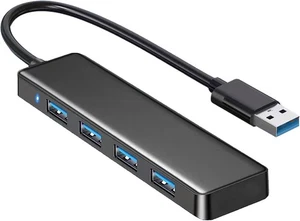 USB 3.0 Hub, VIENON 4-Port Hub Splitter 1FT, Port/Black - Picture 1 of 4