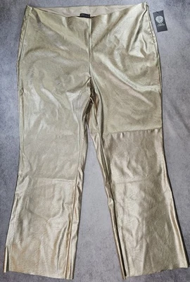 Nuevo con etiquetas Pantalones de vestir Vince Camuto plisados dorados suaves cremallera lateral talla 16 Foto 1 de 4