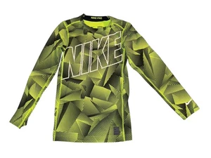 NIKE PRO Dri-Fit Youth Size XL Long Sleeve Training Shirt Neon Workout Tee Logo - Picture 1 of 4