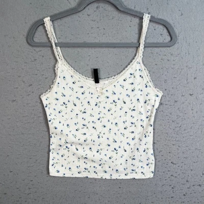 Camiseta sin mangas H&M Divided para mujer mediana blanca con ribete floral de encaje Foto 1 de 4