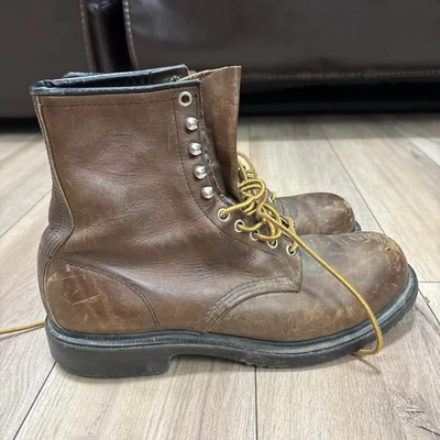 Red Wing 2233 8" Men’s Sz 10 D Brown Leather Safety Toe Supersole Work Boots. - Image 1 of 4
