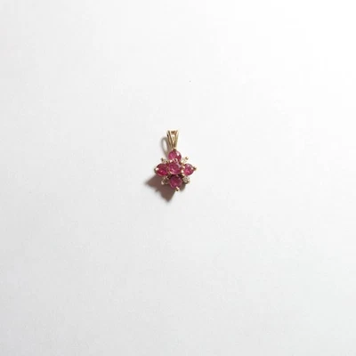 TOWN & COUNTRY 14K Yellow Gold Natural Wine Red Ruby Diamond Pendant 0.75 Cts - Image 1 of 4