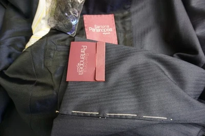 Sartoria Partenopea Azul Lana Espiga 2 Piezas Traje Chaqueta Pantalones 44 54EU NUEVO Foto 1 de 4