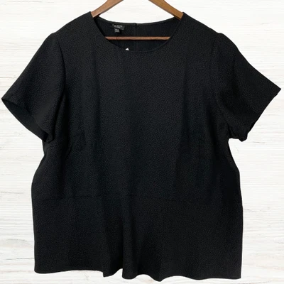 Talbots Petite Womens 20WP Top Black Flare Waist Pullover Blouse Office Career - Image 1 of 4