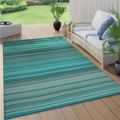 Rugshop Outdoor Rug Modern Stripe Reversible Plastic Outdoor Carpet Outdoorrugs - Image 1 of 2